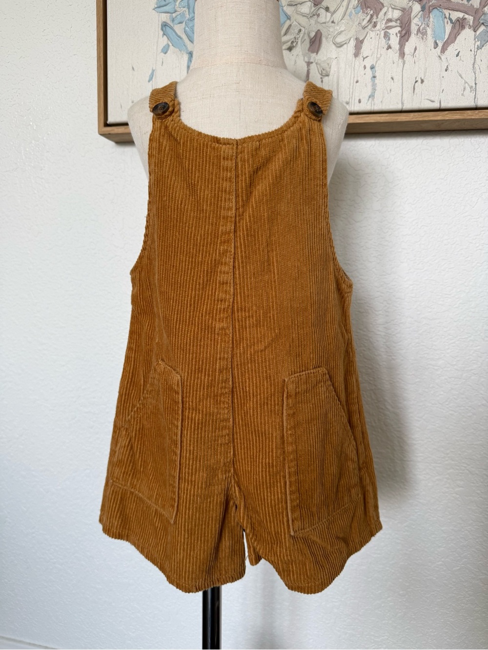 Zara Corduroy Short Romper in Mustard Brown